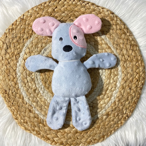 Personalized Puppy Crinkle Rattle Toy: Minky Sensory Newborn Gift