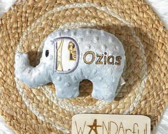 Personalized Elephant Baby Rattle Toy: Embroidered Minky Sensory Crinkle Toy