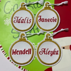 Personalized Christmas ornament.  Christmas name ornament.  Embroidery custom ornament.  Christmas 2022.  Christmas gift