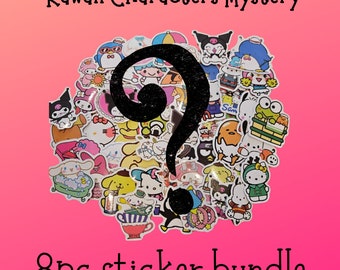 Kawaii Character Mystery 8 Pack Vinyl Sticker Bundle, Scrapbooking, Gift Idea, For Laptop, Phone, PC