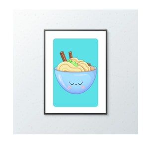 Kawaii Style Print, Cute Noodles, Home Decor, Wall Art, Feature Wall Print, Gift Idea, A4, A5, A6
