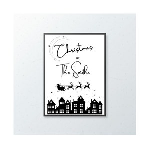 Christmas Themed Print, Personalised With Family Name, Christmas Decor, Wall Art, Feature Wall, A4, A5, A6
