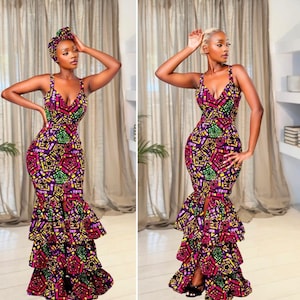 African Print Mermaid Maxi Dress: Sleeveless Ankara Gown