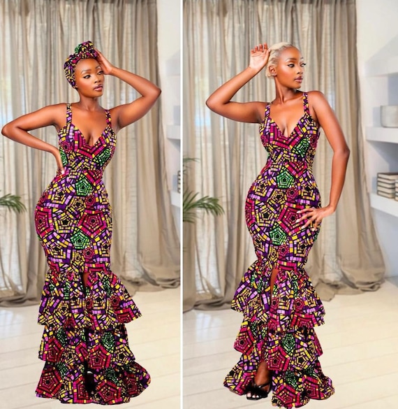 African Ankara Mermaid Maxi Dress For Women - Dashiki Print Floor-Length Party Dress, Half Sleeve - View #12
