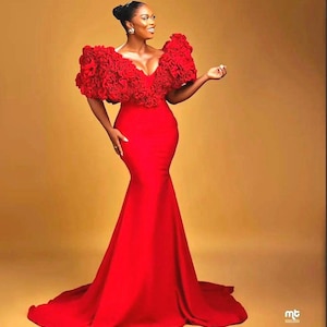 Red Mermaid Gown: Custom Red Carpet Dress