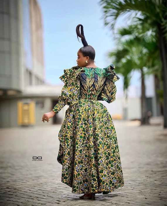 slim fit dress slacks Brenie Ankara Off Shoulder Maxi Dress main image 1
