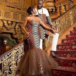 African Matching Couple Outfits: Custom Wedding Attire
