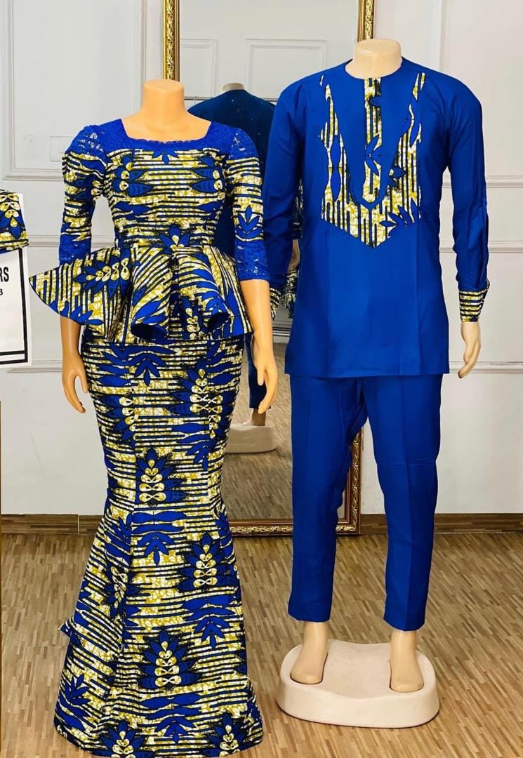 blue or gold dress husband and African Men Outfits Ropa hecho en mexico