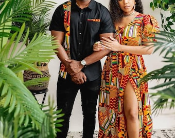 Custom African Matching Couple Outfit: Ankara Attire