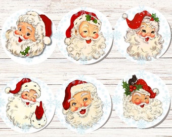 Vintage Santa Claus Stickers, Vintage Holiday Stickers, Christmas Envelope Seals, Cute Christmas Stickers, Retro Santa