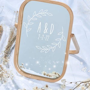 Anniversary Wreath Decal With Initials and Wedding Date, Vinyl Lettering Wall Decal Wedding Reception Decor Mirror Decals Sign Decal Custom