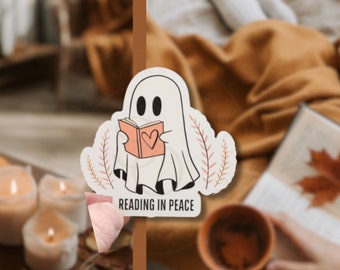 Reading in Peace Cute Ghost Sticker, Reading Ghost Sticker, Aesthetic Ghost Sticker