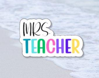 Personalized Teacher Name Sticker, Block Font