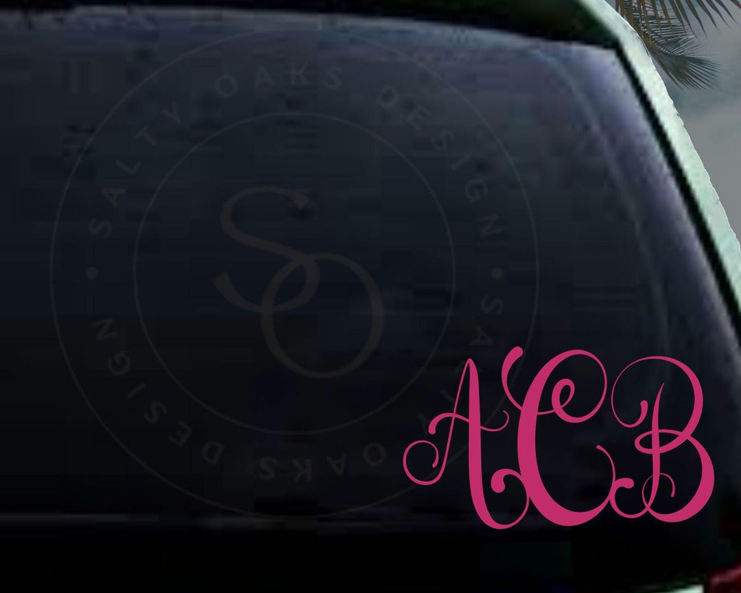 Personalized Vine Script Monogram • Custom Decal for Car, Laptop ...
