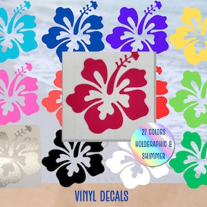 Hibiscus vinyl decal, laptop decal, tropical flower sticker, water bottle decal, phone decal, car decal