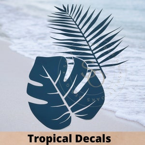 Calcomanía personalizada de hoja de palmera, calcomanía de pared de vinilo Monstera, calcomanía de pared de palma, calcomanía de pared personalizada, pegatina de planta tropical (Monstera o hoja de palma)