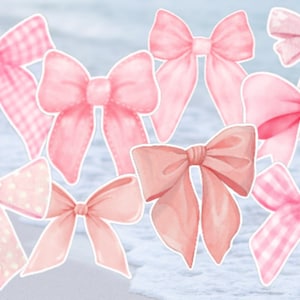 Pink Coquette Bow Stickers, Aesthetic Sticker Pack, Girly Phone Stickers, Laptop Stickers, Kindle Sticker, Journal Sticker, Stanley Sticker