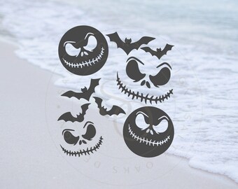 Jack O Lantern & Bats Vinyl Decal, Halloween Car Window Sticker