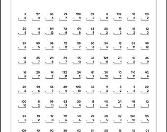 Printable 1-12 Division Table, Division Chart, and 1-12 Division Worksheets. Study Guides and Educational Math Drills.