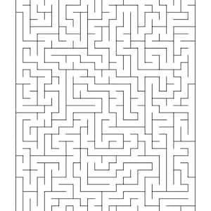 May include: A black and white maze on a white background. The maze is labeled "Level: MEDIUM | Page #10" at the top and "START" and "FINISH" at the top and bottom. The maze is complex with many paths.