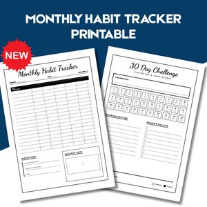 Habit Tracker printable, Monthly Habits, 30 Day Challenge, Challenge Tracker, Habit Grid, Success Rate, Morning Routine, instant download
