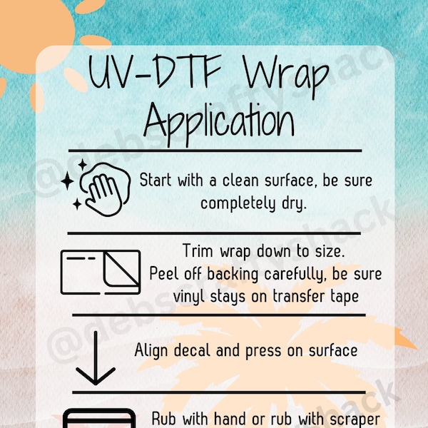 Uv Dtf Wrap Application Instructions Etsy