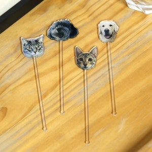 Acrylic printing Custom Pet Drink Stir Stick, Personalized Dog Cat Drink Stir Stick, Watercolor Acrylic Cocktail Stirrers, Wedding Swizzle
