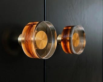 Amber Glass Cabinet Knob Modern Dresser kitchen Drawer Pull