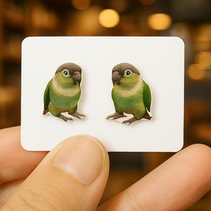 Custom Pet Portrait earrings and ring, Personalized Handmade bird Dog Portrait earrings, parrot earrings, pet lover gift