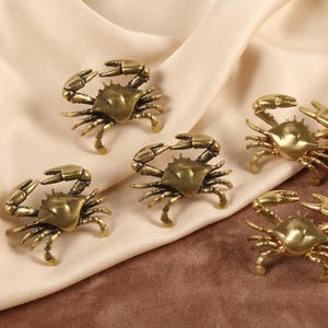 Puxador de gaveta antigo em forma de caranguejo, puxador de armário em latão com tema de animais marinhos, decoração com tema de vida marinha costeira, puxador de armário em forma de caranguejo, ferragens para móveis e armários.