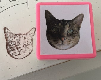 Custom Pet Portrait Ink Stamp,Personalized Cat Dog Portrait Stamp, Pet Stamp, Face Stamp, Customized, , Gift for cat lover