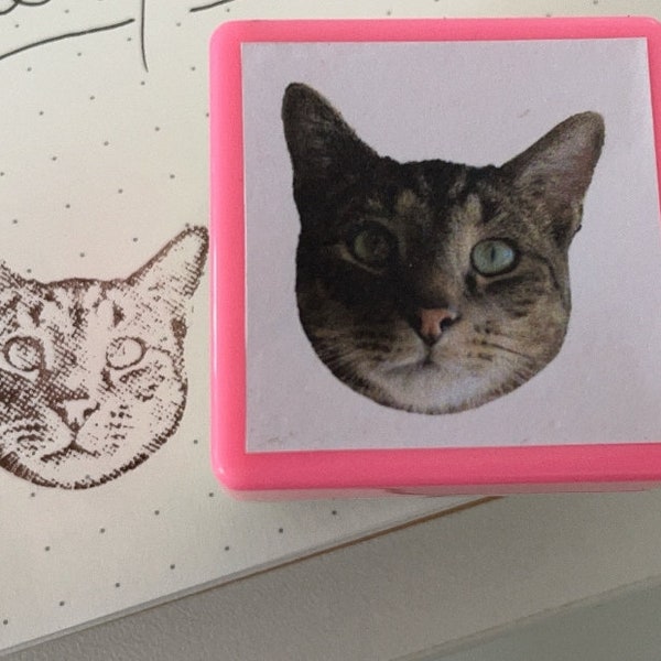 Custom Pet Portrait Ink Stamp,Personalized Cat Dog Portrait Stamp, Pet Stamp, Face Stamp, Customized, , Gift for cat lover