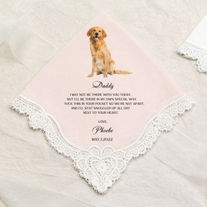 Personalized Cat Portrait Wedding Handkerchief, Dog Pet Handkerchief, Gift for the Bride and the Groom from Dog, cat portrait handkerchief