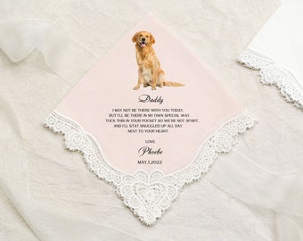 Personalized Cat Portrait Wedding Handkerchief, Dog Pet Handkerchief, Gift for the Bride and the Groom from Dog, cat portrait handkerchief