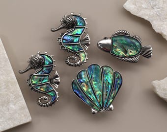 Shell Sea Life Knobs, Seahorse Shell Fish Drawer Pulls, Coastal Decor Cabinet Hardware, Nautical Kitchen Bathroom Knobs