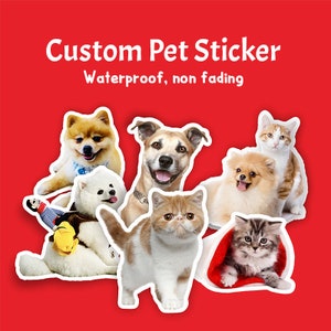 Cutom Pet Portrait stickers, Personalized dog cat Waterproof sticker, dog lover gifts, Custom pet planner sticker