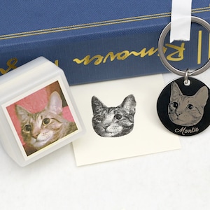 Custom Pet Portrait keychain,Personalized Cat Dog Portrait keychain, Pet keychain, Face keychain, Customized, , Gift for cat lover