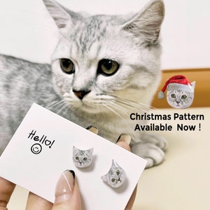 Pet Portrait earrings, Personalized  Cat Dog Portrait earrings, Pet Face earrings, Gift for cat lover, Handmade pet earrings