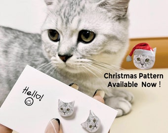 Pet Portrait earrings, Personalized  Cat Dog Portrait earrings, Pet Face earrings, Gift for cat lover, Handmade pet earrings