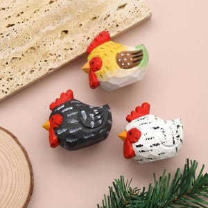 Hand Carved Wooden Chicken Knobs, Farmhouse Cabinet Knobs, Cute Animal Drawer Pulls, Rustic Kitchen Decor, Kids Room Furniture Handle