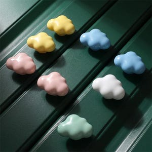 Cloud star moon Ceramic Knob Children's Room Colorful Cabinet Pull drawer knob nursery decor