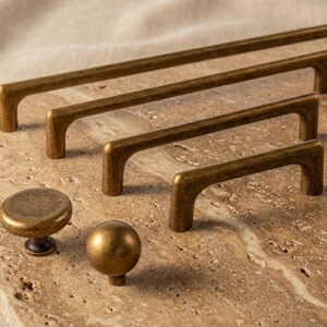 Custom engrave Antique Brass Cabinet pull handle/Vintage Retro drawer Handles/Brushed gold Dresser knobs
