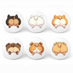 Puxador de gaveta fofo em formato de bumbum de Corgi, puxador de cerâmica com furo único para armário, puxadores de cômoda com tema de animais.