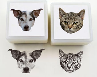 Custom Pet Portrait Ink Stamp,Personalized Cat Dog Portrait Stamp, Pet Stamp, Face Stamp, Customized, , Gift for cat lover