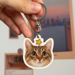 Custom Acrylic Printing Dog Cat Keychain, Personalized Pet photo Keychain Charm,custom face Acrylic keychain, Christmas Gifts
