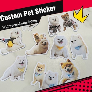 Adesivi personalizzati per ritratti di animali domestici, adesivo impermeabile per gatti cane personalizzato, regali per gli amanti dei cani, adesivo per pianificatore di animali domestici personalizzato