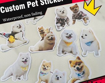 Personalized Pet Portrait stickers, Custom dog cat Waterproof sticker, dog lover gifts, Custom pet planner sticker