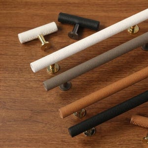Puxadores de couro para armários, puxadores de couro para gavetas, ferragens de luxo para móveis com base em latão, puxador para porta de guarda-roupa