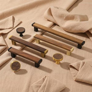 Custom Black Walnut Drawer Pulls ,Wooden Kitchen Door dresser handles,Black Antique Brass Cabinet Knobs handles