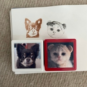 Sello de tinta de retrato de perro personalizado, sello de retrato de perro gato personalizado, sello de mascota, sello de cara, personalizado, regalo para amante de los gatos